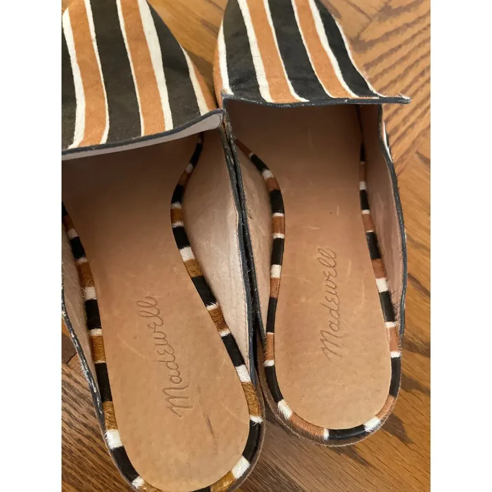 Madewell The Willa Calf skin  Striped mule size 8.5